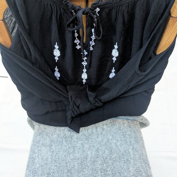 Love Potion Tops - Love Potion Womens Black, Long Sleeve, Open Shoulder Top Size M Rayon